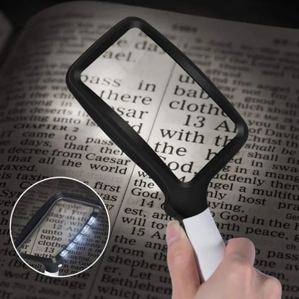 Large Rectangular Handheld Magnifier with Light