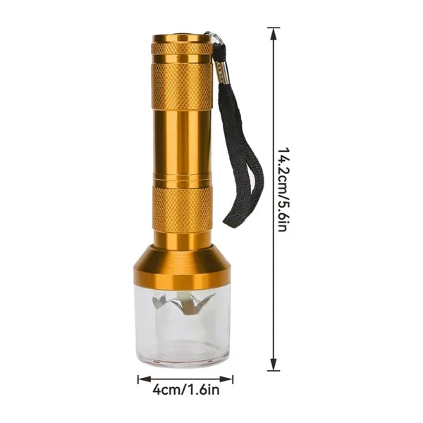 LED Flashlight Grinder Combo with Metal Body and Jar Base