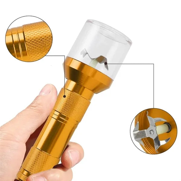 LED Flashlight Grinder Combo with Metal Body and Jar Base
