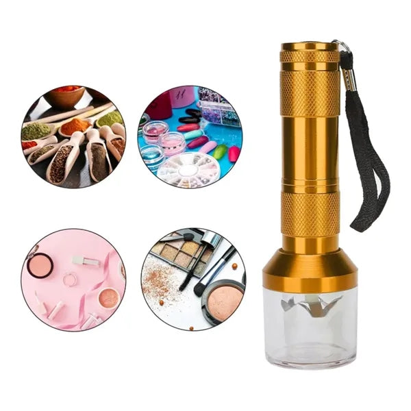 LED Flashlight Grinder Combo with Metal Body and Jar Base