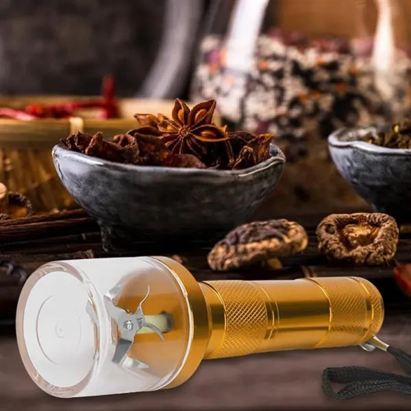 LED Flashlight Grinder Combo with Metal Body and Jar Base