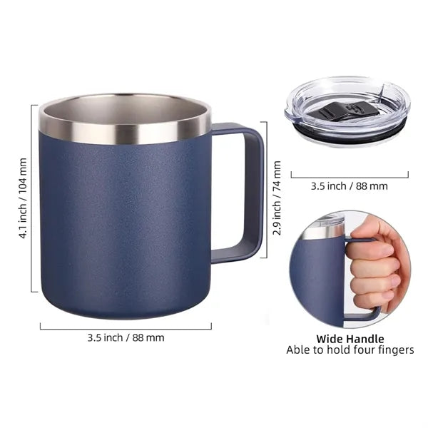 12Oz. Double Wall Insulated Coffee Mug with Handle and Lid