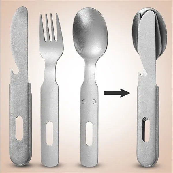 Portable Stainless Steel Camping Cutlery Set with Pouch