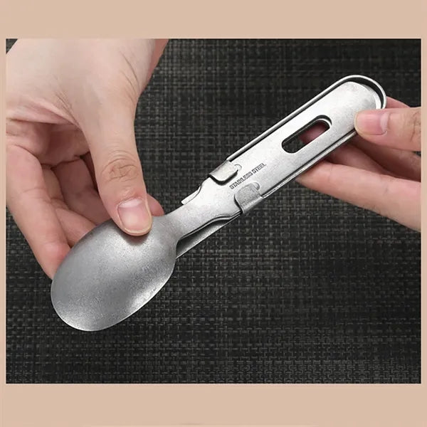 Portable Stainless Steel Camping Cutlery Set with Pouch