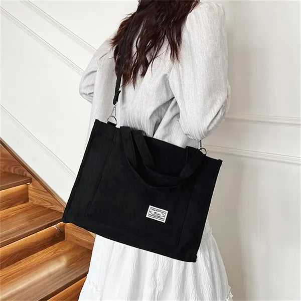 Corduroy Crossbody Bag Casual Zipper Tote