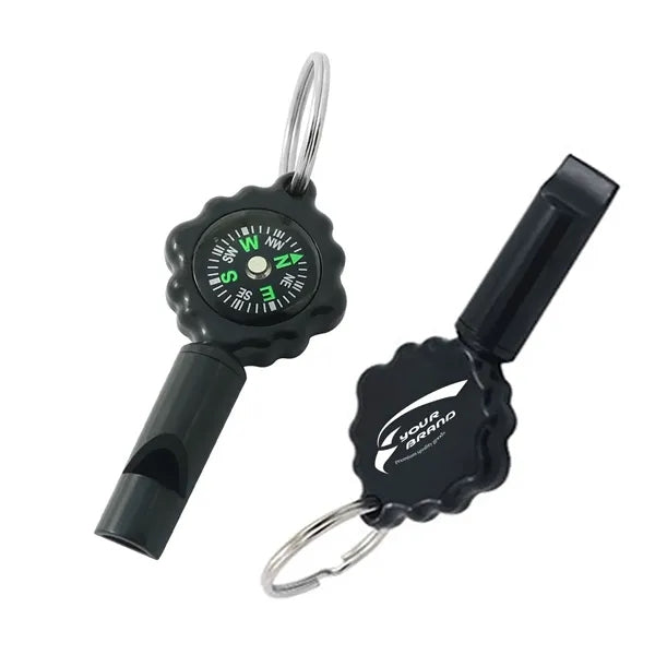 2 In 1 Survival Emergency Whistle Compass For Camping Hiking