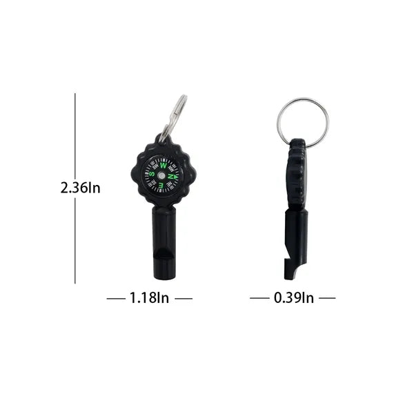 2 In 1 Survival Emergency Whistle Compass For Camping Hiking