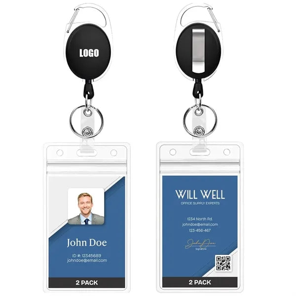 Clear Plastic ID Badge Holders with Clip and Keyring