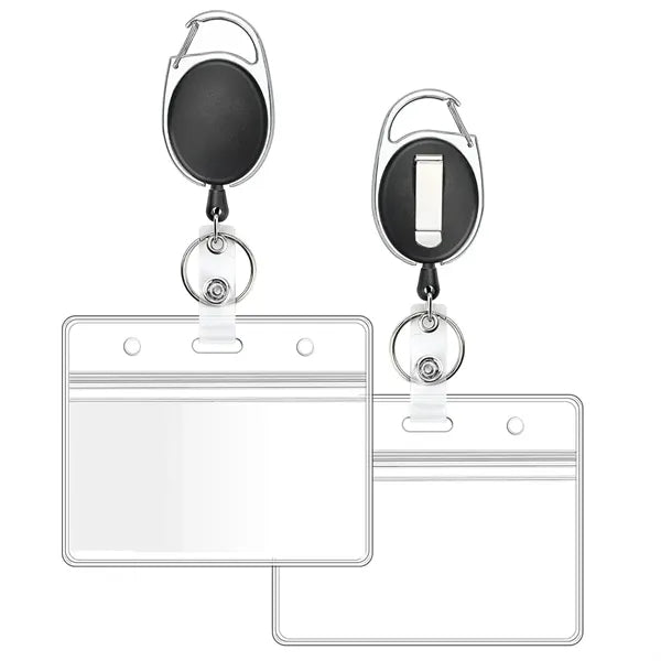 Clear Plastic ID Badge Holders with Clip and Keyring