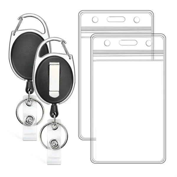Clear Plastic ID Badge Holders with Clip and Keyring