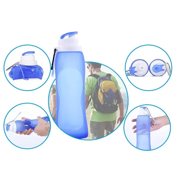 17Oz. Collapsible Water Bottle with Flip Top and Carabiner
