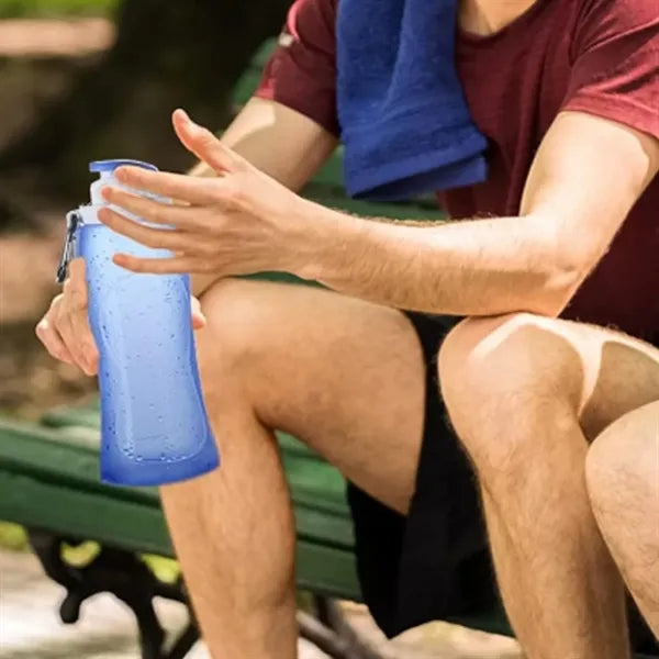 17Oz. Collapsible Water Bottle with Flip Top and Carabiner