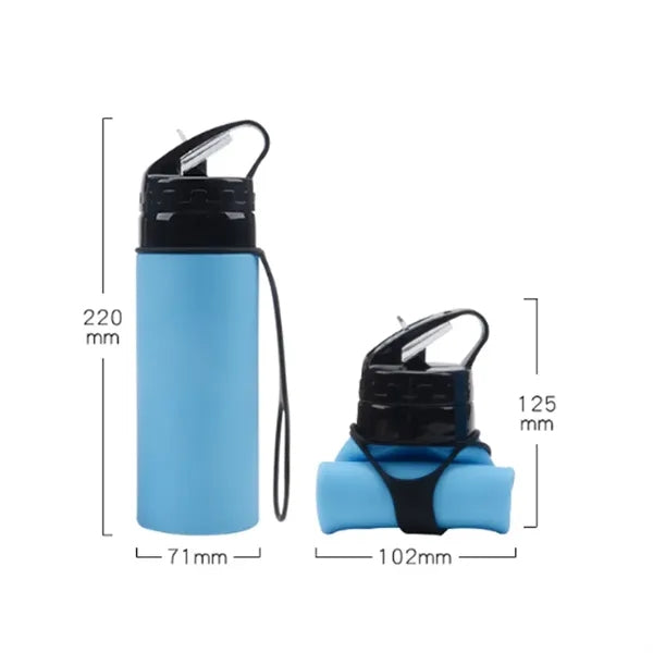 15Oz. Foldable Water Bottle with Flip Lid and Carry Strap