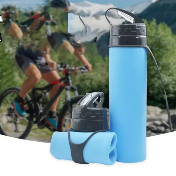 15Oz. Foldable Water Bottle with Flip Lid and Carry Strap