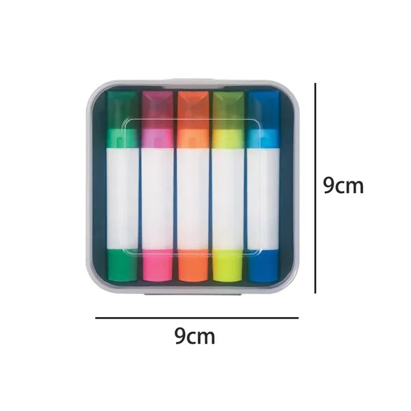 5 Piece Highlighter Marker Set in Clear Case