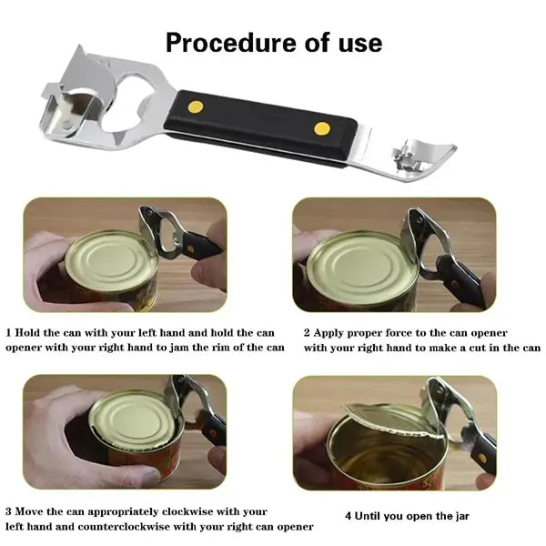 Versatile 4-In-1 Can Bottle Opener