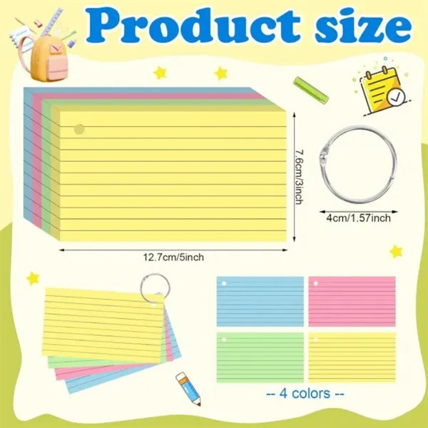 Colored Index Cards with Ring
