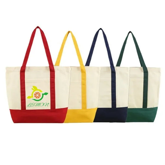 Canvas Tote Bag W/ Side Pocket