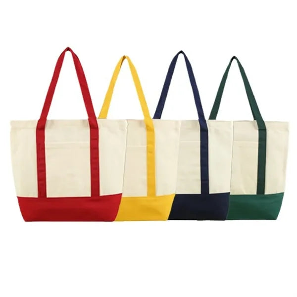 Canvas Tote Bag W/ Side Pocket
