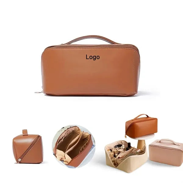 Travel Makeup Bag with Divider and Handle