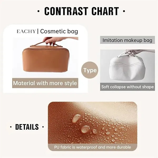 Travel Makeup Bag with Divider and Handle