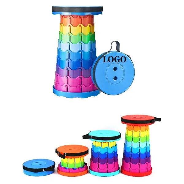 Portable Rainbow Retractable Folding Stool with Carry Strap