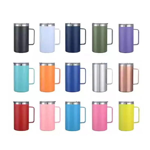 Double Wall Insulated Mugs with Handle and Lid Bottle