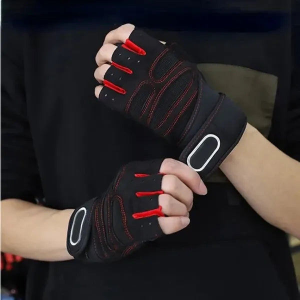 Fingerless Workout Gloves Gym Lifting Exercise W/ Wrist Wrap