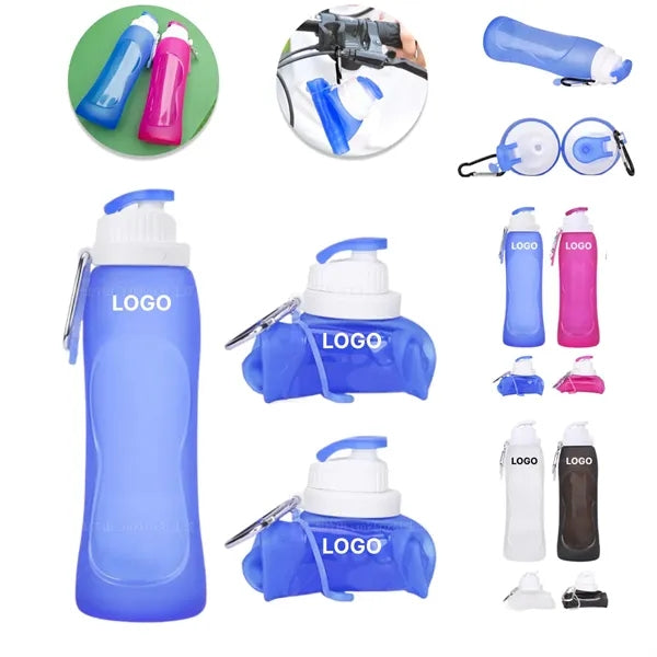 16.9oz Foldable Silicone Sports Bottle For Outdoor And Trave