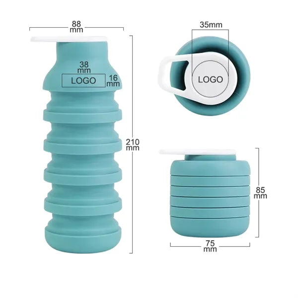20.2oz Foldable Silicone Travel Bottle With Pastel Colors