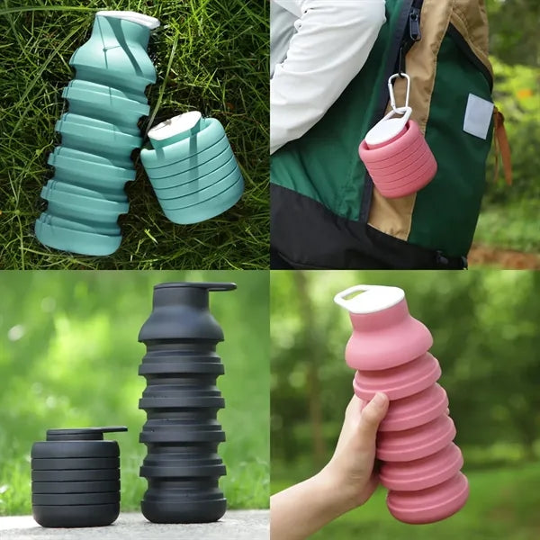 20.2oz Foldable Silicone Travel Bottle With Pastel Colors