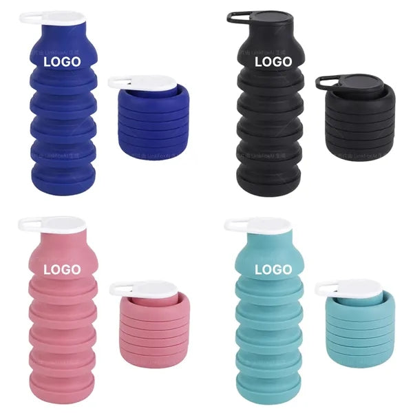 20.2oz Foldable Silicone Travel Bottle With Pastel Colors