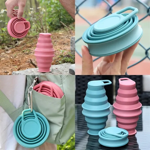 12.6oz Cone Shape Silicone Foldable Cup