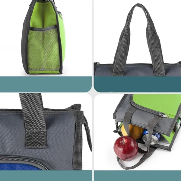 Portable Insulated Lunch Cooler Bag with Front & Mesh Pocket