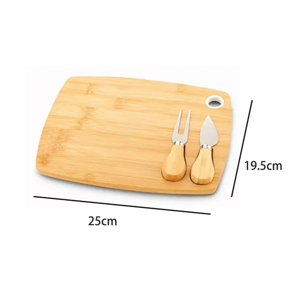 Bamboo Cheese Board Set W/ Knives and Custom Logo Engraving