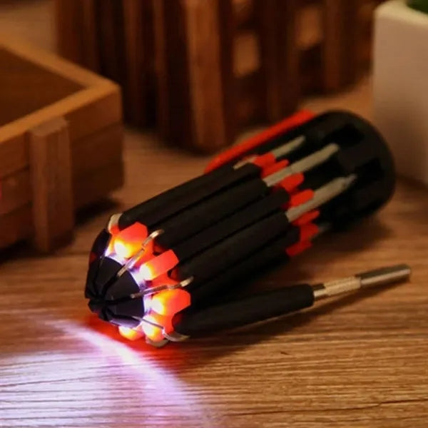 8-in-1 Screwdriver & Flashlight with LED Multi-Tool