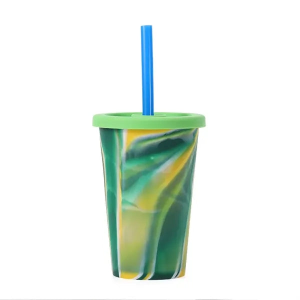 14oz Silicone Beverage Cup With Lid & Straw