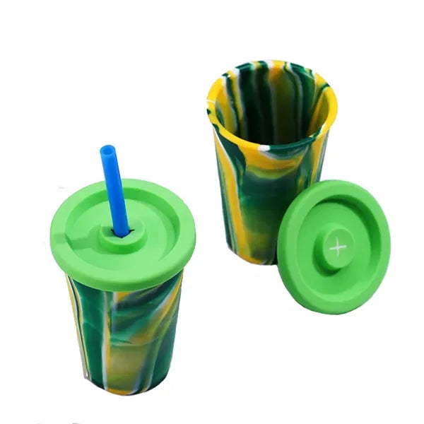14oz Silicone Beverage Cup With Lid & Straw