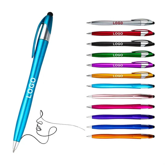 Retractable Plastic Ballpoint Pen with Stylus tip