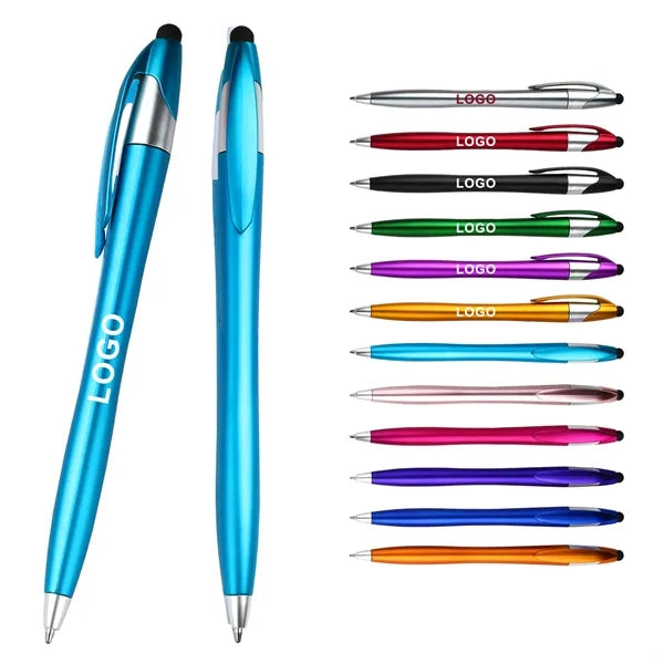 Retractable Plastic Ballpoint Pen with Stylus tip