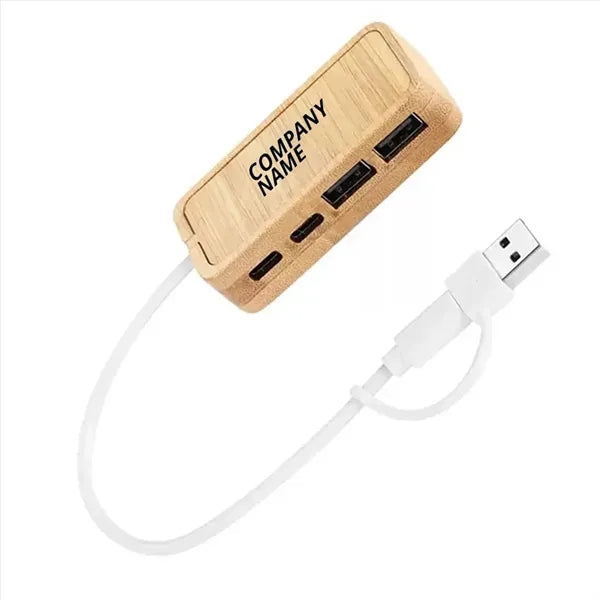 4 Port Bamboo USB Hub