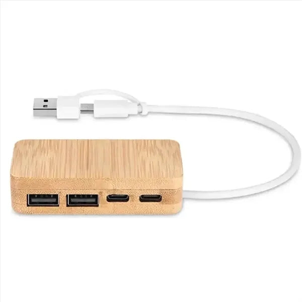 4 Port Bamboo USB Hub