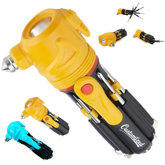 8 in 1 Emergency Car Multi-Tool with Safety Hammer & Light