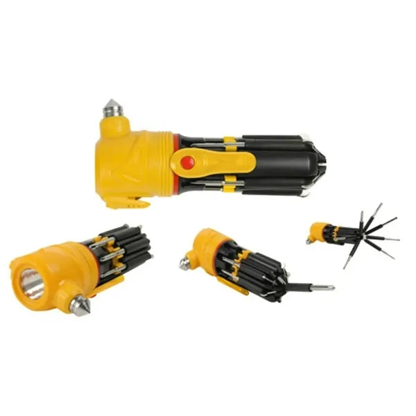 8 in 1 Emergency Car Multi-Tool with Safety Hammer & Light