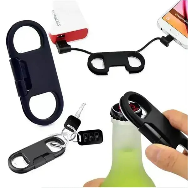 Multifunction Bottle Opener Charging Data Cable Keychain