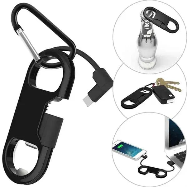 Multifunction Bottle Opener Charging Data Cable Keychain
