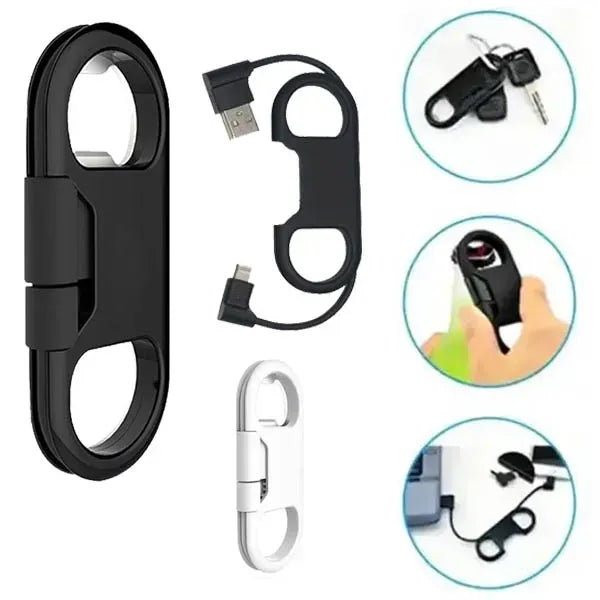 Multifunction Bottle Opener Charging Data Cable Keychain