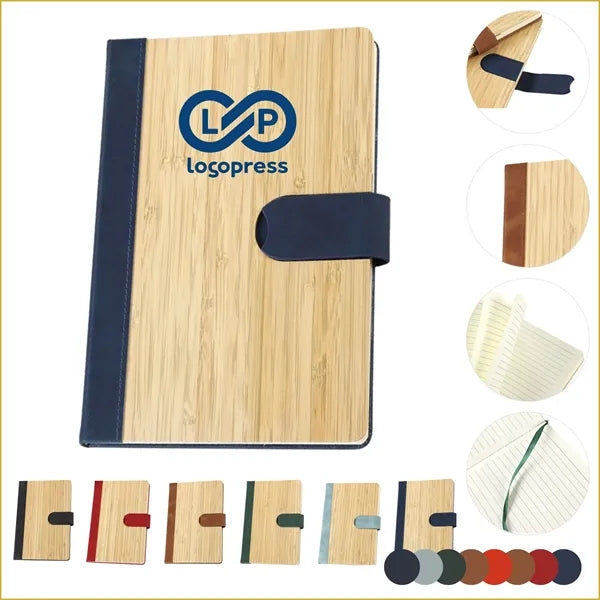 Bamboo Cover Magnetic Buckle Diary