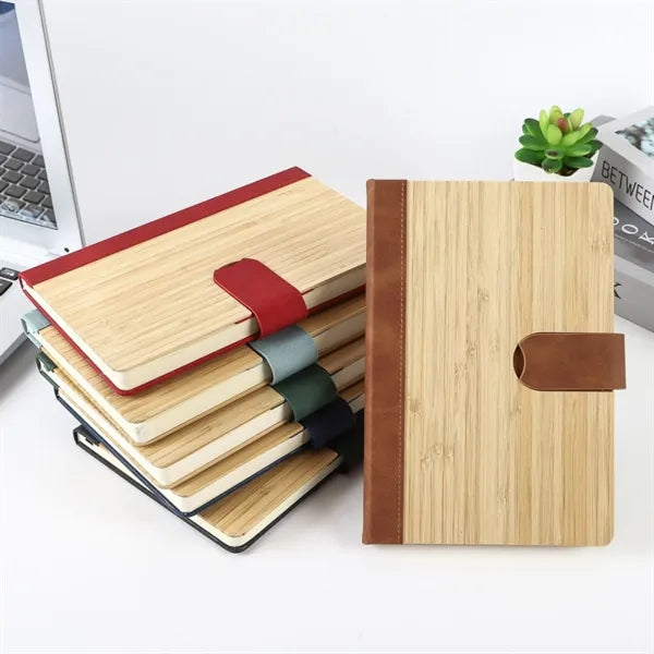 Bamboo Cover Magnetic Buckle Diary