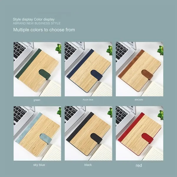 Bamboo Cover Magnetic Buckle Diary